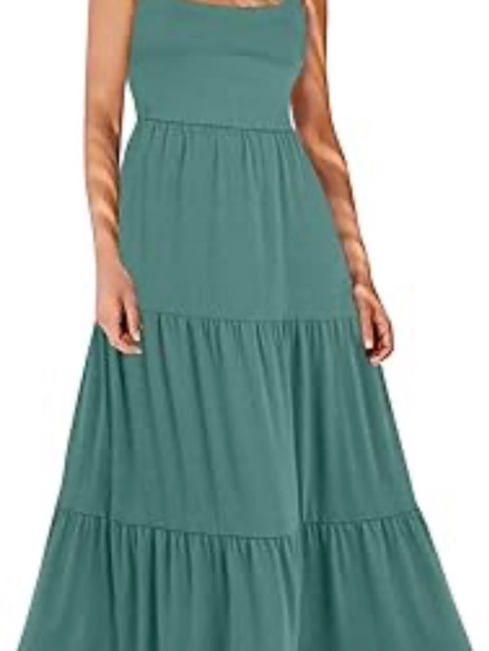 Sleeveless Tiered Maxi Dress in Teal